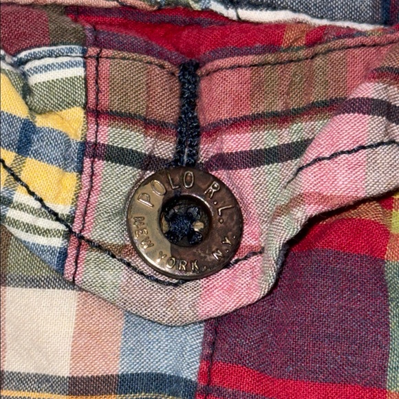 Polo Ralph Lauren Vintage 2000’s Madras Cotton Patchwork Shorts SZ 33 - Picture 5 of 7